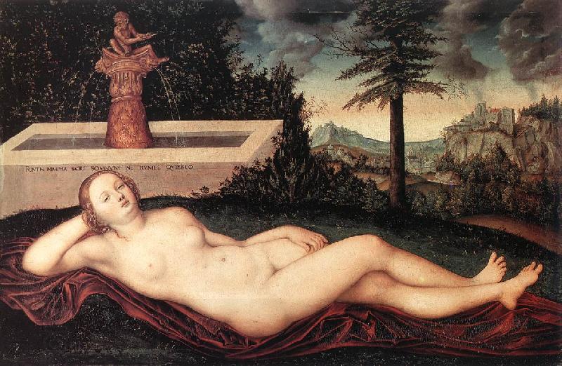 CRANACH, Lucas the Elder Reclining River Nymph at the Fountain fdg China oil painting art